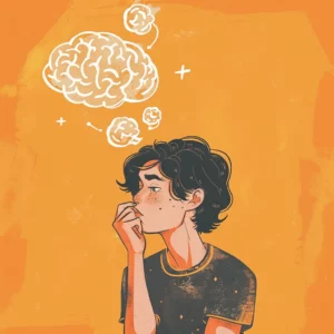 a boy talking to himself